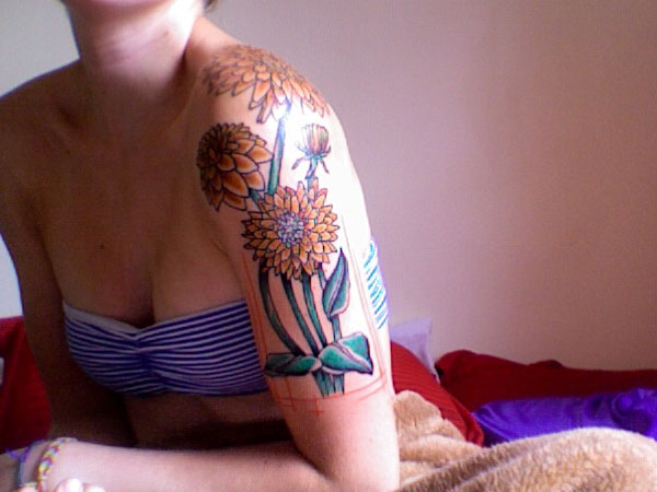 Half Sleeve Of Dalias