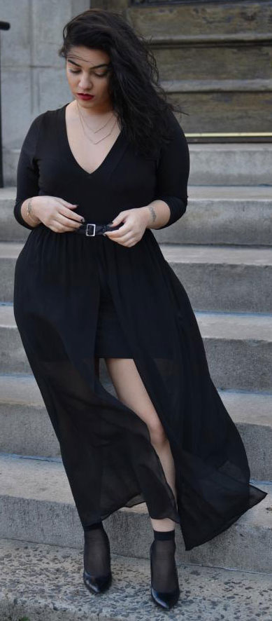 Όλο το Black Plus Size Maxi Φούστα Outfit