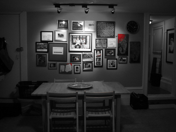 Mur de salle à manger noir et blanc