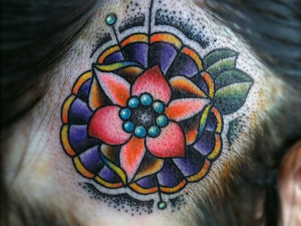 Tatouage Floral Perles Bleues