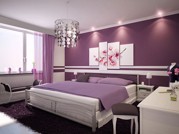 Υπνοδωμάτιο με μοβ κρασί