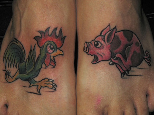 Tatouage de cochon effrayé