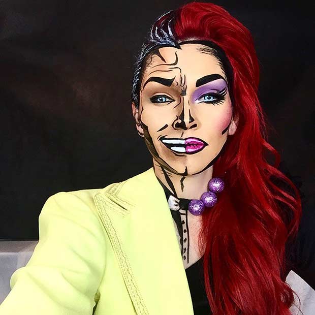 Dessin animé moitié homme moitié femme maquillage Halloween