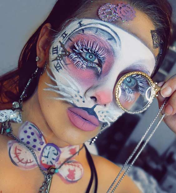 White Rabbit Alice in Wonderland Halloween Makeup Look