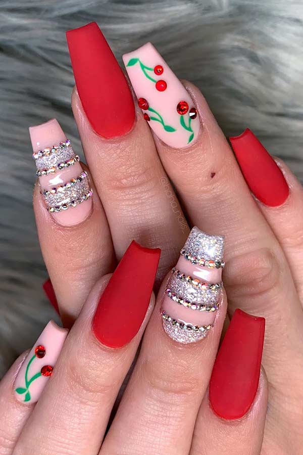 Ματ Cherry Nail Art Design