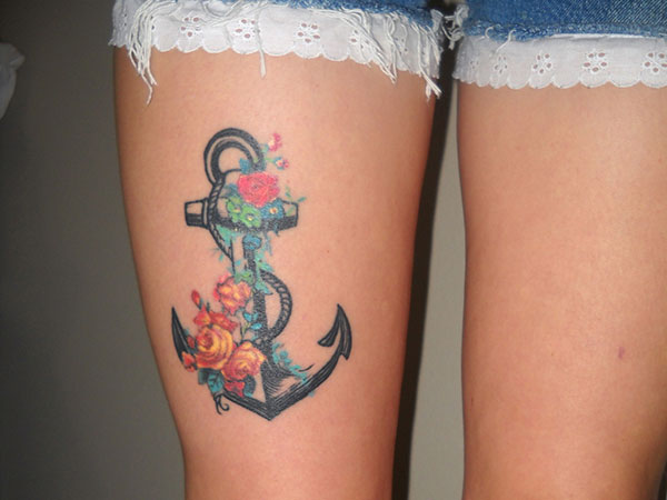 Flower Anchor Tattoo