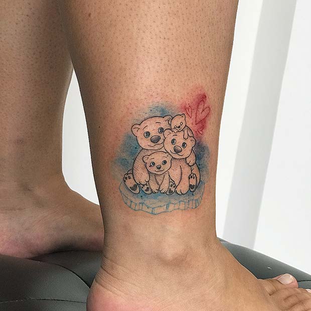 Tatouage de famille d'ours adorable