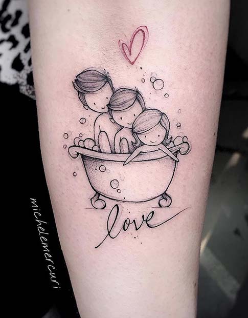 Χαριτωμένο παιδικό τατουάζ ιδέα για μαμάδες