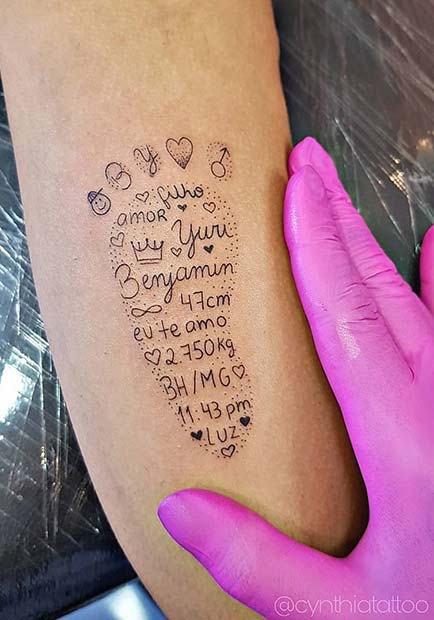 Idée de tatouage de bébé personnalisé