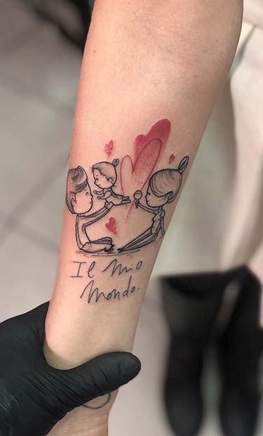 Idée de tatouage de dessin de famille mignon