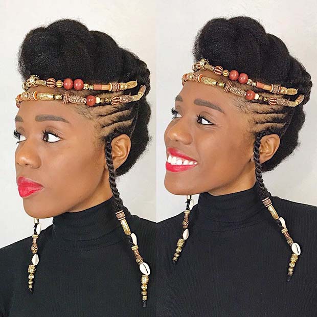 Beaded Natural Updo