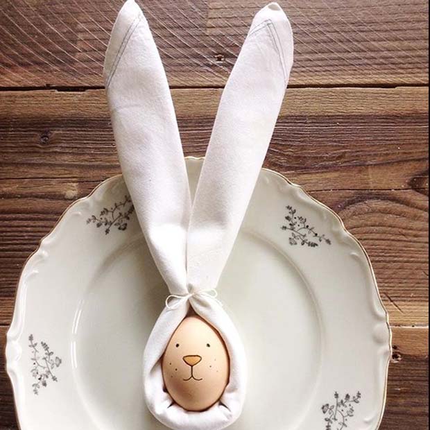Idée de serviette de lapin mignon pour Pâques