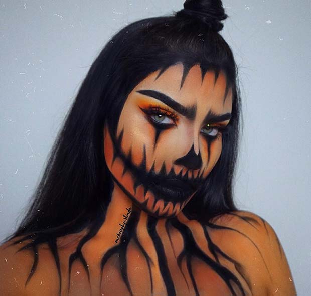 Maquillage de citrouille d'Halloween cool