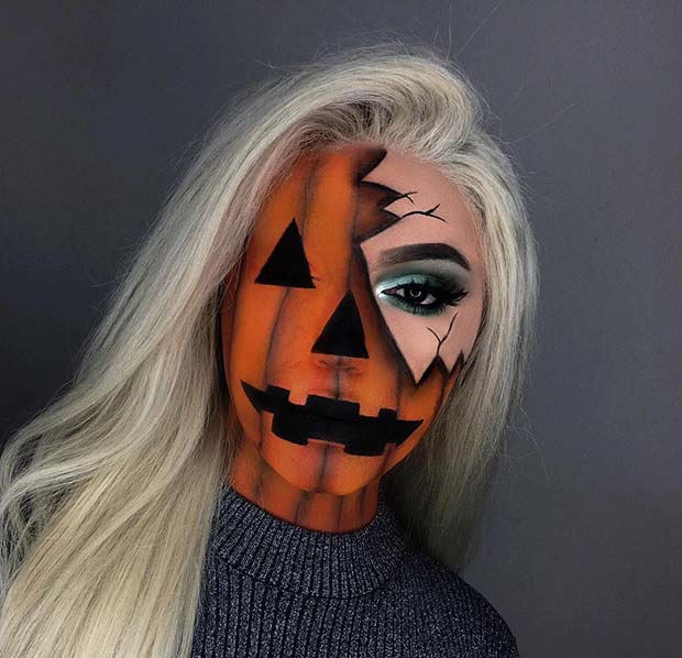 Maquillage classique de citrouille d'Halloween