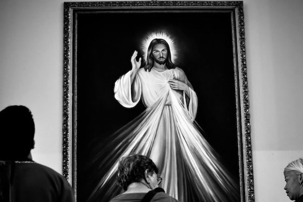 Image de Jésus en noir et blanc