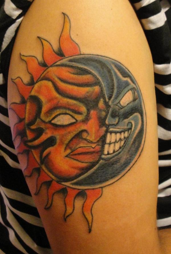 Wicked Sun and Moon Tattoo