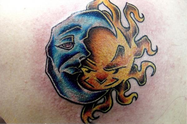 Rock Solid Moon and Sun Tattoo