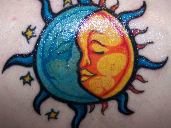 Half sun Half Moon Tattoo