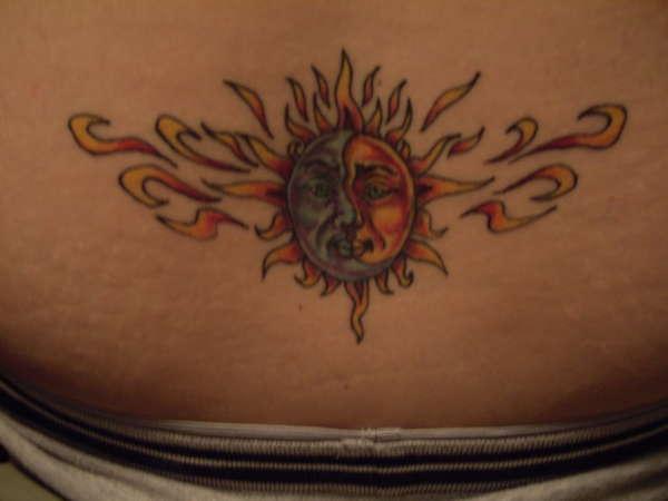 Burning Sun and Moon Tattoo