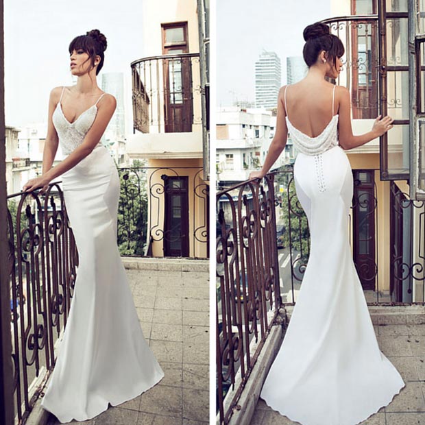 Robe de mariée simple à dos ouvert