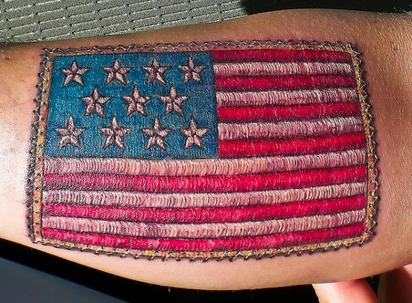 Stiched American Flag Tattoo