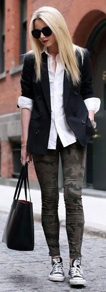 Tenue Blazer Noir Camo Jeans