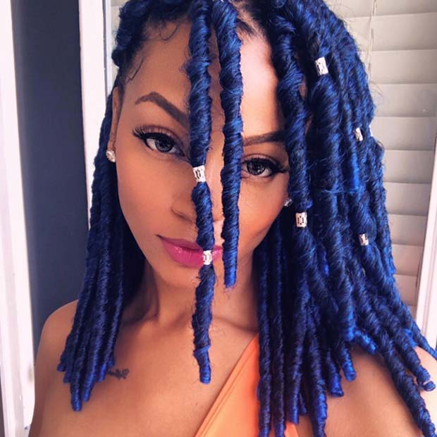 Bold Blue Short Faux Locs