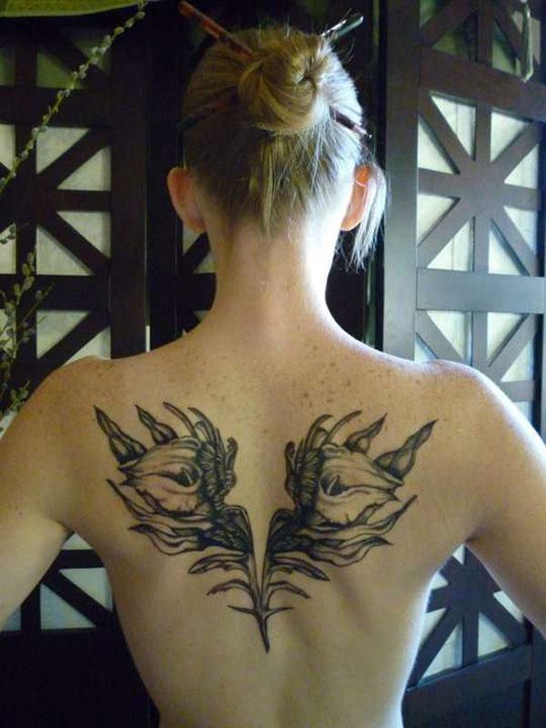 Floral Twins Back Tattoo