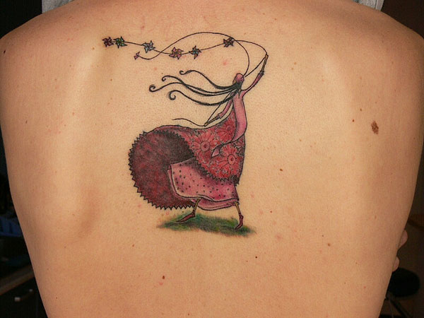 Flower Girl Back Tattoo