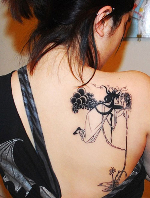 Girl's Arty Back Tattoo