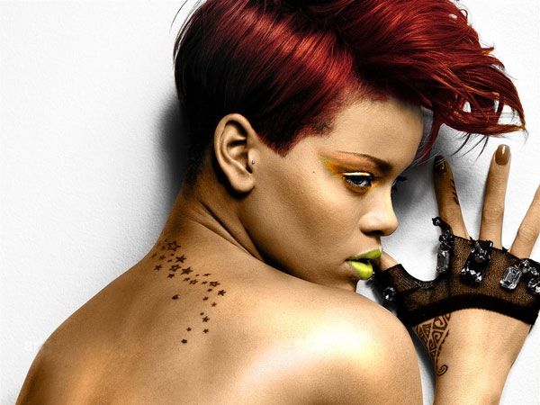 Rihanna Starry Back Tattoo