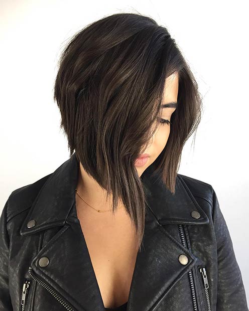 Straight Stacked Bob Haircut for Brunettes