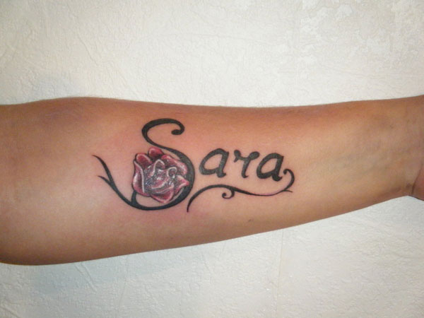 Word Tattoo Rose