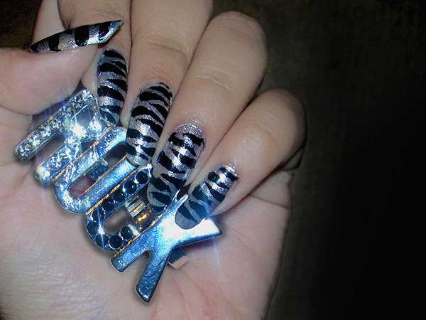 Silver Rockstar Zebra Design