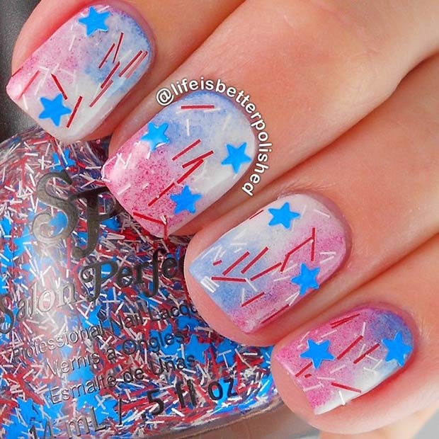 Πυροτεχνήματα και Stars Nail Art Design