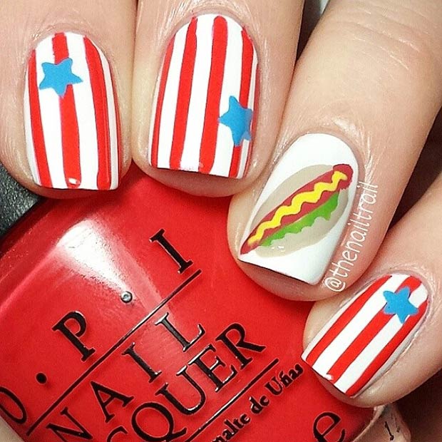 American Hot Dog Accent Nail
