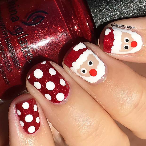 Conception mignonne d'ongle de père Noël pour les ongles courts