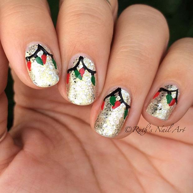 Nail Art Lumière de Noël