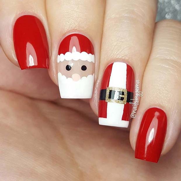 Conception d'ongles de Noël du père Noël