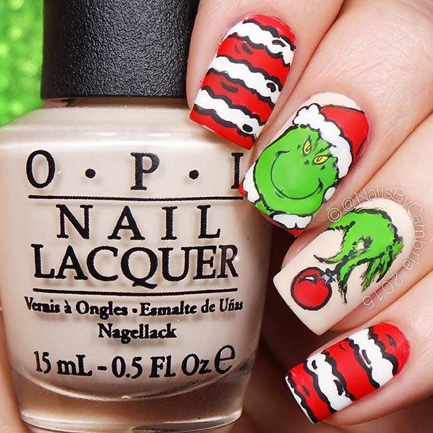 Ongles de Noël Grinch