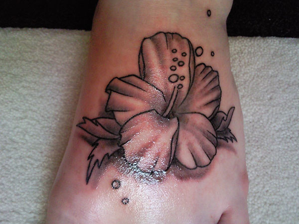 Foot Hibiscus Tattoo