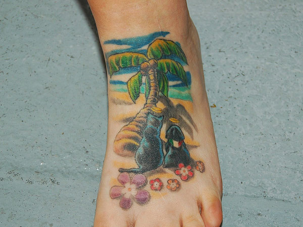 Tatouage de pied pittoresque