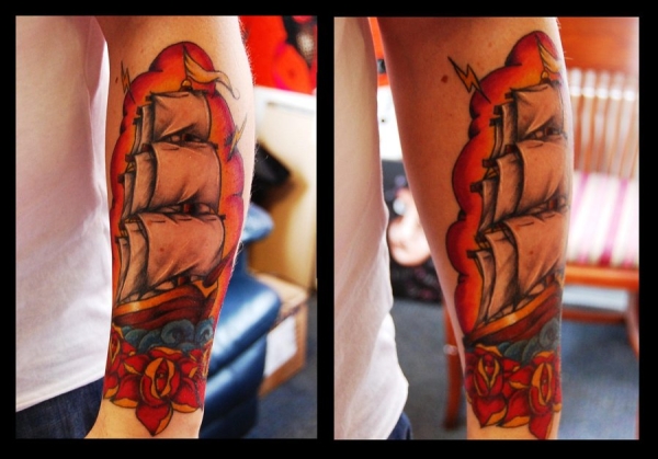 Ship Arm Tattoo