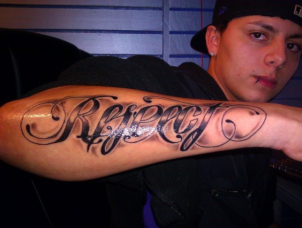 Respect Loyalty Ambigram Arm Tattoo