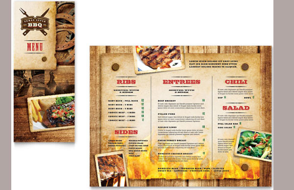 Modèle de Brochure de plats à emporter pour restaurant de barbecue de steakhouse