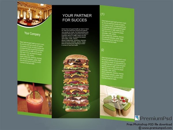 Brochure tri-flod gratuite pour Fast Food Restaurant - Fichiers PSD
