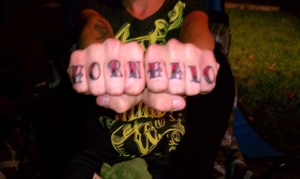 Horn Halo Knuckle Tattoo