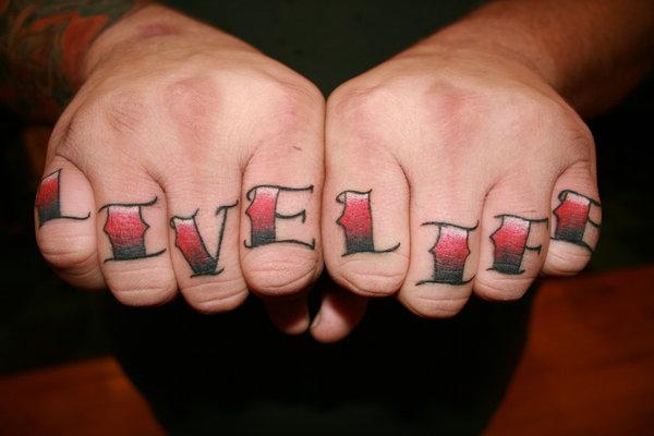 Live Life Knuckle Tattoo
