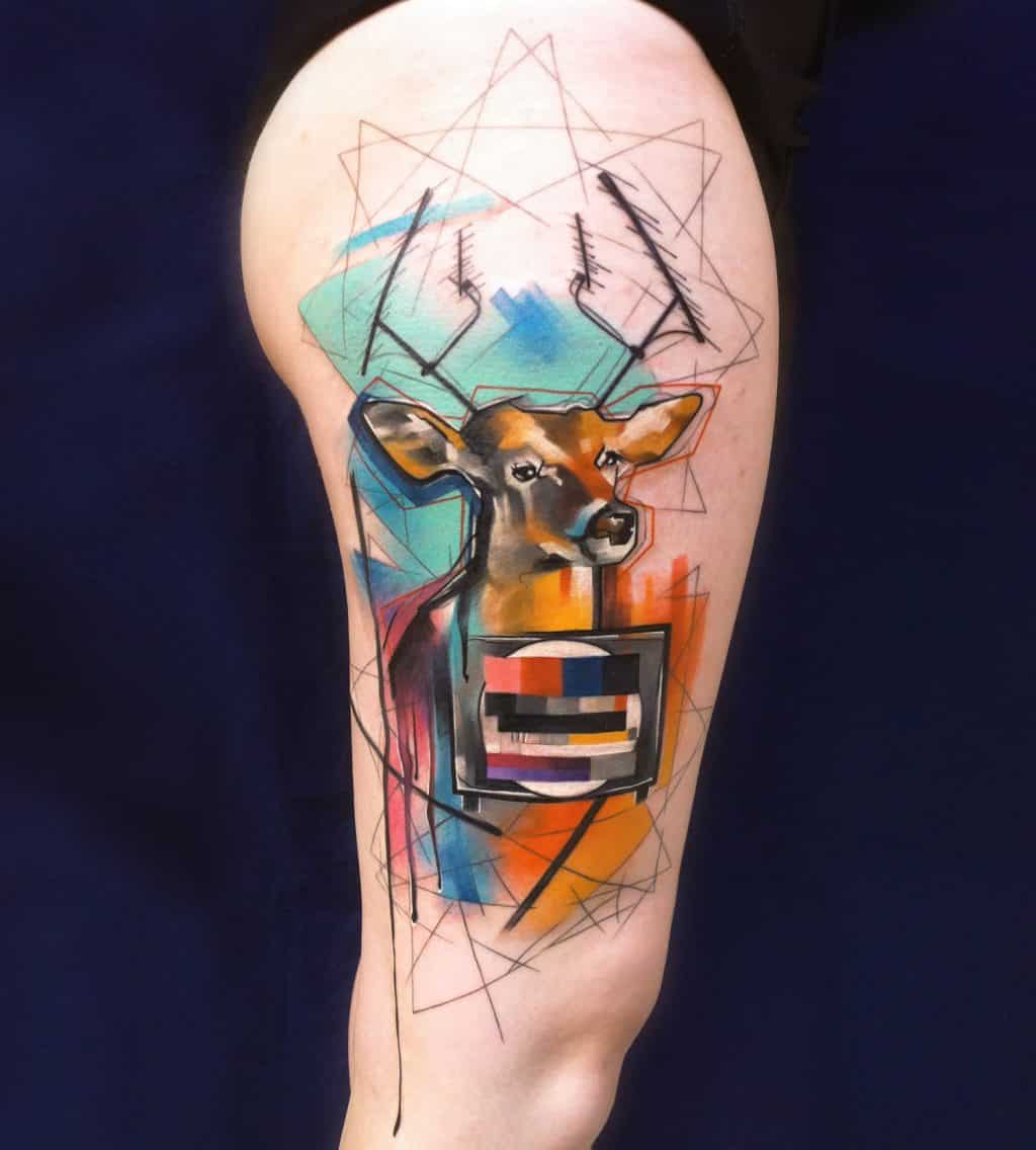 tatouages-de-cerf-couleur-pop