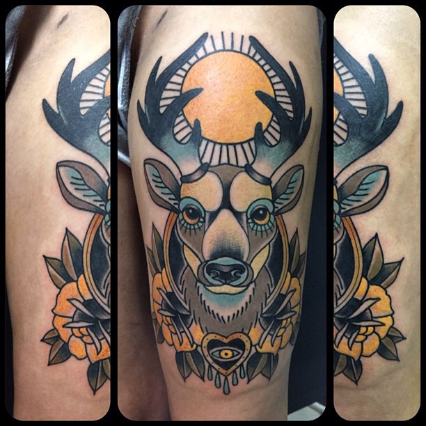 tatouage-de-cerf-traditionnel